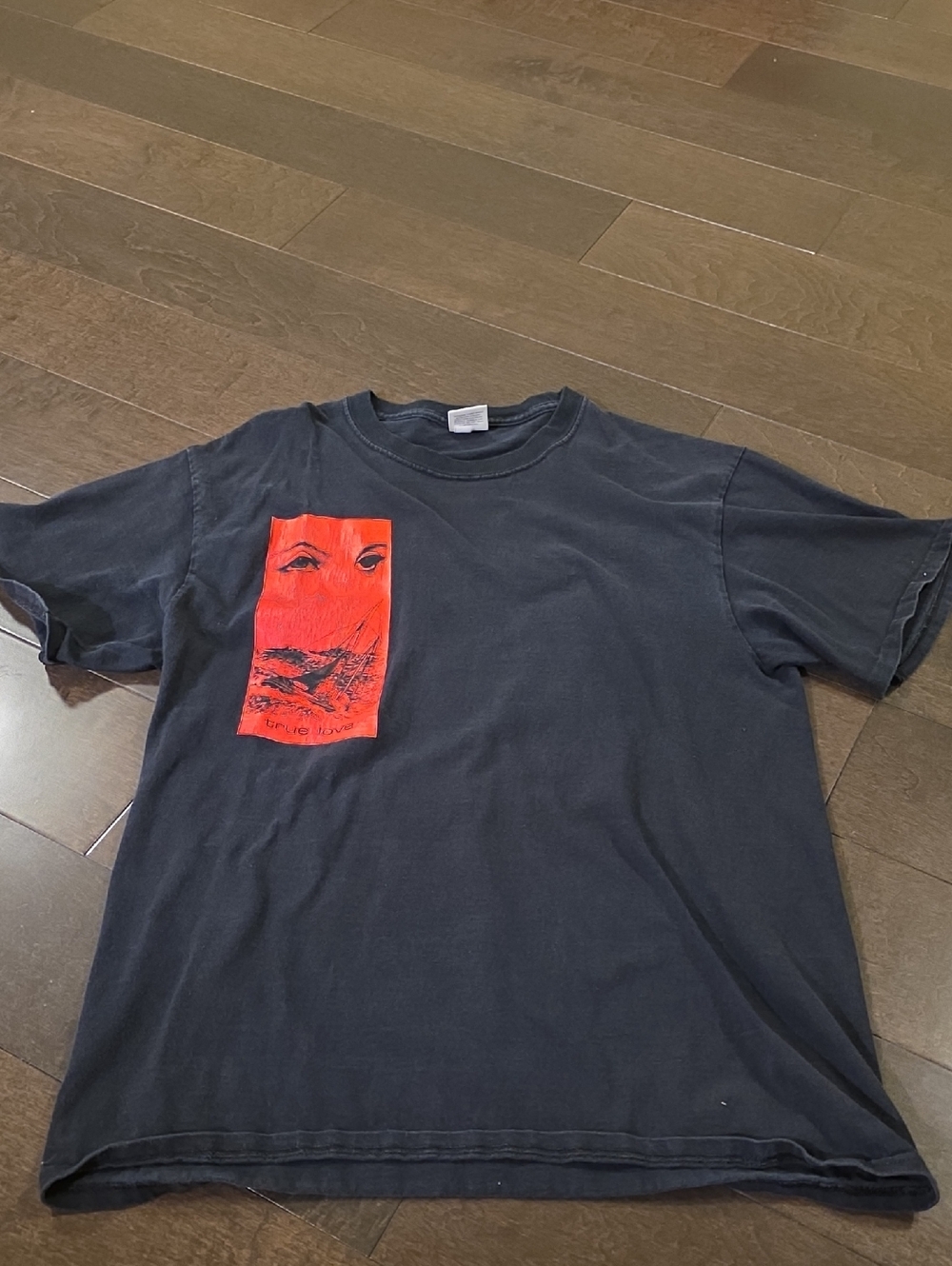 Noah NYC Black Short-Sleeve Tee with Red Graphic Chest Panel